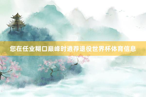 您在任业糊口巅峰时遴荐退役世界杯体育信息