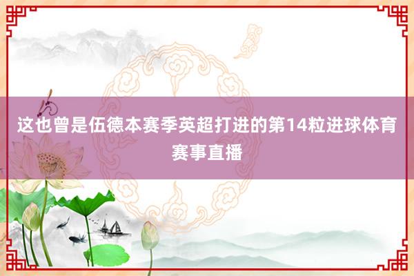 这也曾是伍德本赛季英超打进的第14粒进球体育赛事直播