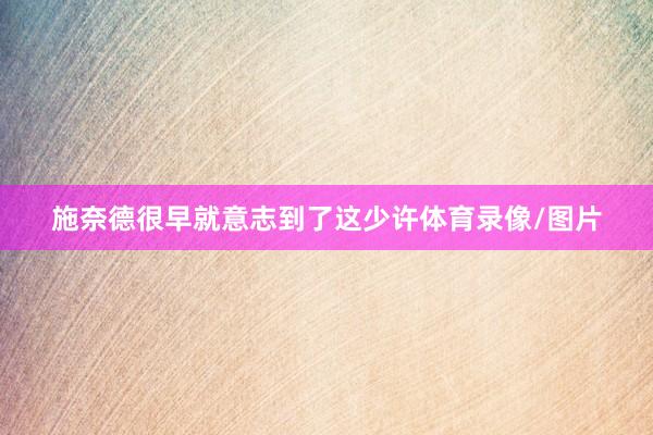 施奈德很早就意志到了这少许体育录像/图片