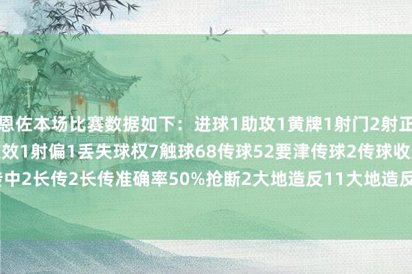 恩佐本场比赛数据如下：进球1助攻1黄牌1射门2射正1过东谈主1过东谈主收效1射偏1丢失球权7触球68传球52要津传球2传球收遵循92.3%传中2长传2长传准确率50%抢断2大地造反11大地造反收效7犯规2被犯规4被过1    体育集锦