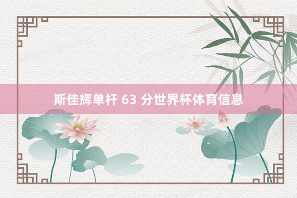 斯佳辉单杆 63 分世界杯体育信息