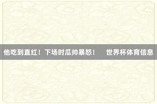 他吃到直红！下场时瓜帅暴怒！    世界杯体育信息