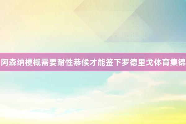 阿森纳梗概需要耐性恭候才能签下罗德里戈体育集锦