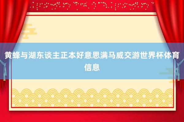 黄蜂与湖东谈主正本好意思满马威交游世界杯体育信息
