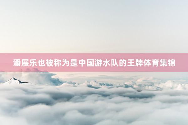潘展乐也被称为是中国游水队的王牌体育集锦