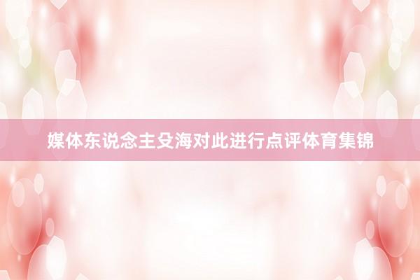 媒体东说念主殳海对此进行点评体育集锦