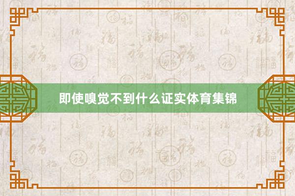 即使嗅觉不到什么证实体育集锦