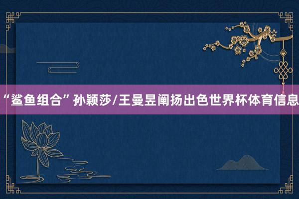 “鲨鱼组合”孙颖莎/王曼昱阐扬出色世界杯体育信息