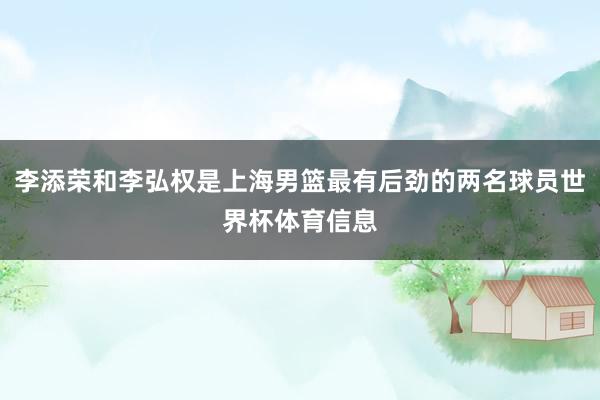 李添荣和李弘权是上海男篮最有后劲的两名球员世界杯体育信息