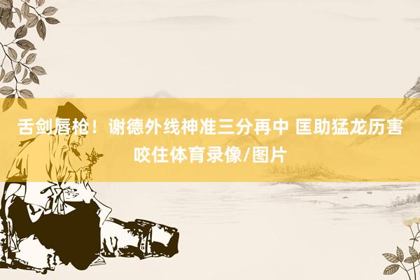 舌剑唇枪！谢德外线神准三分再中 匡助猛龙历害咬住体育录像/图片