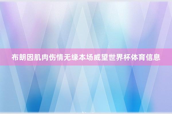 布朗因肌肉伤情无缘本场威望世界杯体育信息